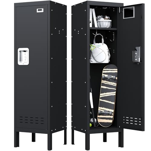 Metal Kids Locker (Black-1 / 1 Door-(54" H x 15" W x 15" D))