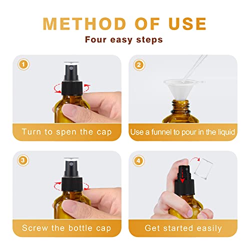 Amber Spray Bottles about 4oz Empty Small Glass Spray Bottle Fine Mist Spray Refillable Containers (16 Count)