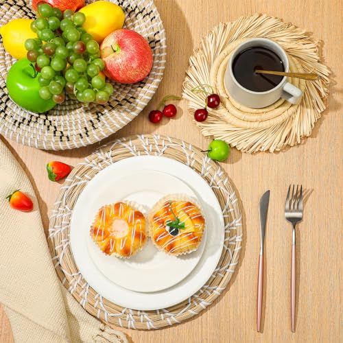 8 Pcs Boho Wall Basket Decor Decorative Bulrush Woven Basket Wall Decor Rustic Farmhouse Hanging Baskets for Kitchen Rustic Home Summer Decorations (Groovy)