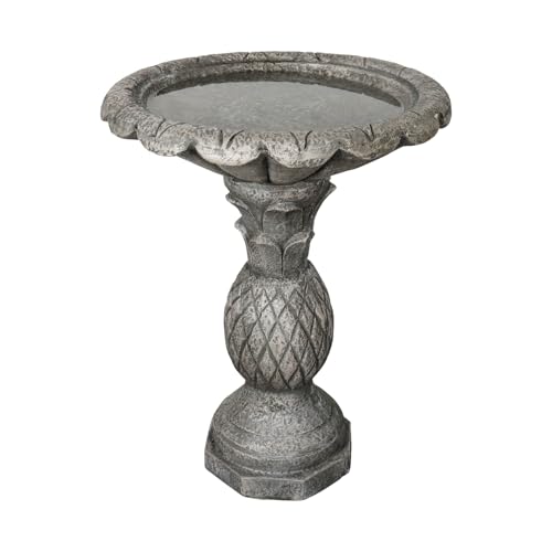 24.8" H Cement Modern Outdoor Bird Bath