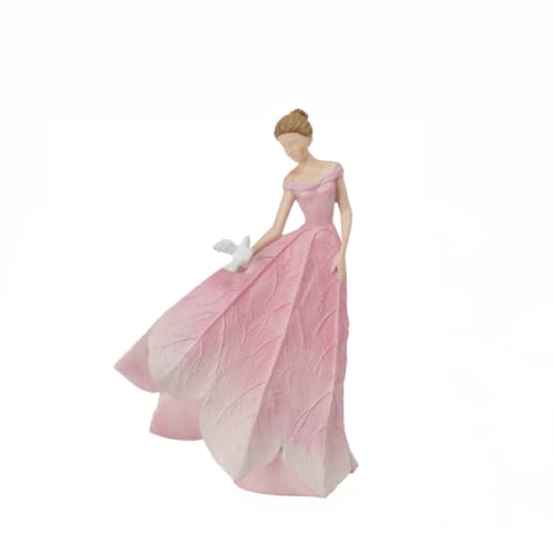 Pink Leaf Angel Girls Fairy Statue Home Decoration (Pink-bird / Small)