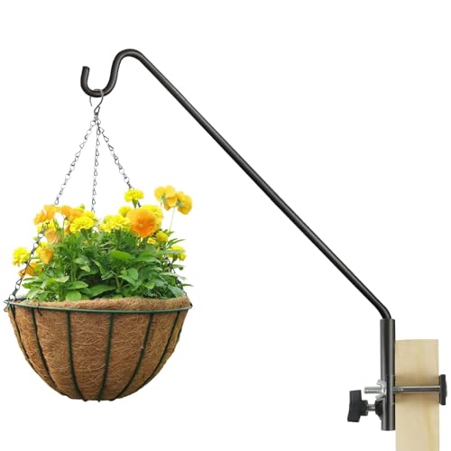 Extended Rail Hook Fence Deck Heavy Duty Bird Feeder Hook 360 Degree Rotary and Length Adjustable Plant Bracket for Bird Feeders