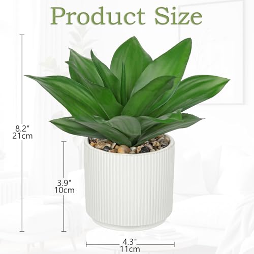 Artificial Agave Plants Fake Succulent Agave Plant Potted in White Pot Succulents Aloe Plant for Desk Modern Office Living Room Table Shelf Home Indoor Outdoor Decor