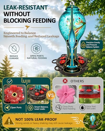 Smart Hummingbird Feeder with Camera for Outdoor Hanging (Blue / X-Large)