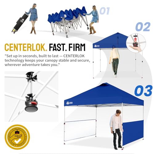 10x10 Pop up Canopy Tent with 2 Half Sidewalls (Navy Blue)