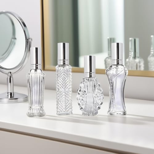 4 Pcs Vintage Glass Refillable Perfume Bottles Empty Spray Set (4 Count)