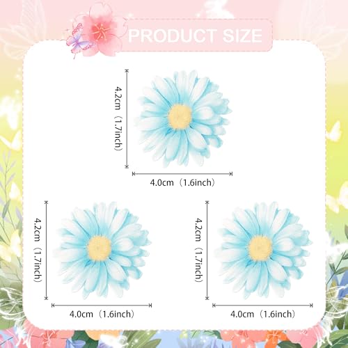 60 PCS Edible Daisy Cupcake Toppers Wafer Paper Daisy Cupcake Picks Edible Daisies Wildflower Birthday Party Decorations for Baby Shower Wedding Birthday Party Cake Food Decorations Supplies Blue (60 Count)
