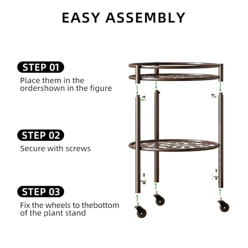 2 Tier Heavy Duty Rolling Plant Stand (2 Count)
