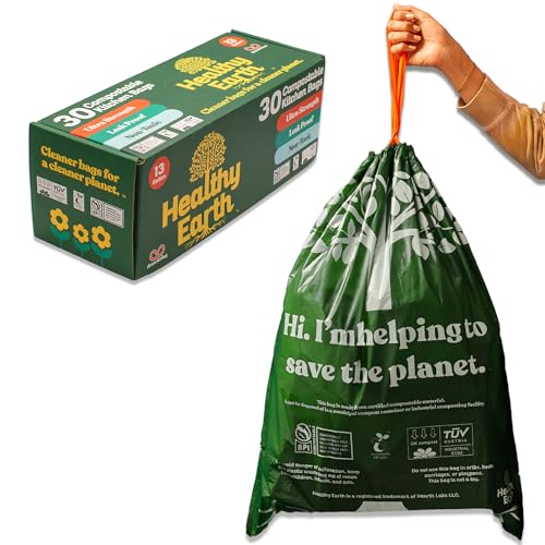 13 Gallon Compostable Drawstring Trash Bags (30 Count)