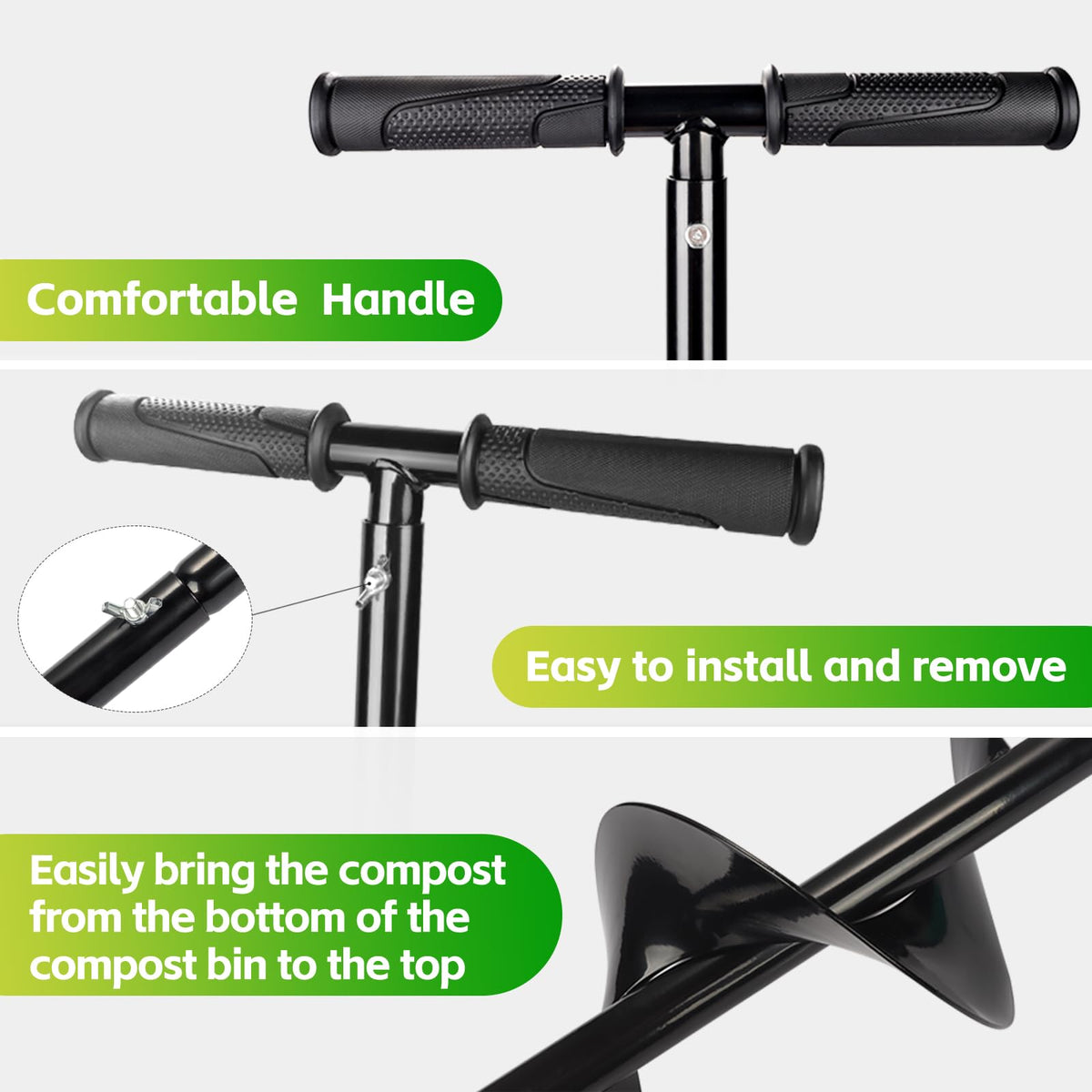 Compost Aerator Tool Turner and Mixing Tool for Outdoor Compost Tumbler Bins Bags
