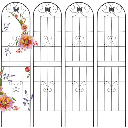 4 Pack Garden Trellises with Black Metal Coating