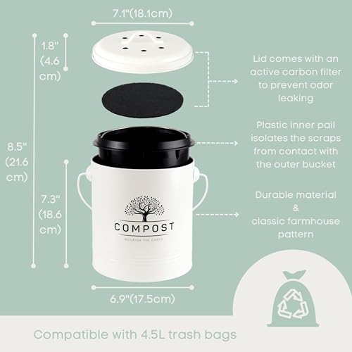 1.3 Gal Kitchen Compost Bin with Lid