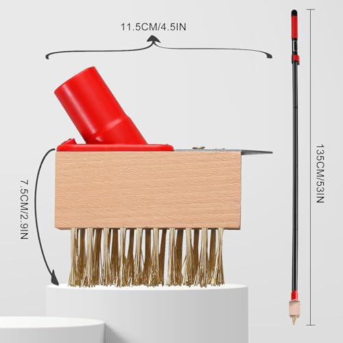 Weed Moss Remover Brush Tool 53'' Long Handle for Roof Paver Deck