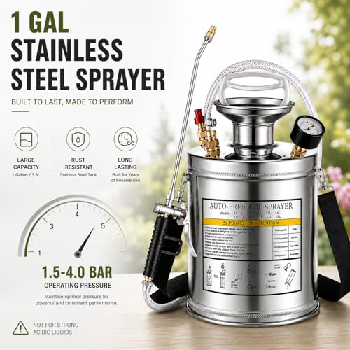 1Gal Stainless Steel Pump Up Sprayer Reinforced Hose