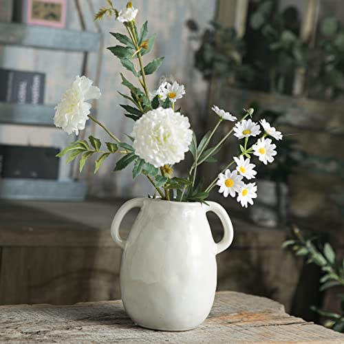 White Ceramic Vase with Handles