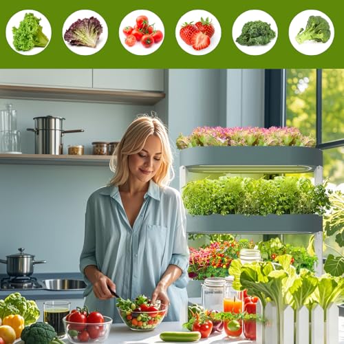 4-Tier 64-Pod Hydroponics Growing System, Large Vertical Hydroponic Garden with LED Grow Lights & Automatic Water Pump, Self-Watering Planter for Herbs, Lettuce & Vegetables
