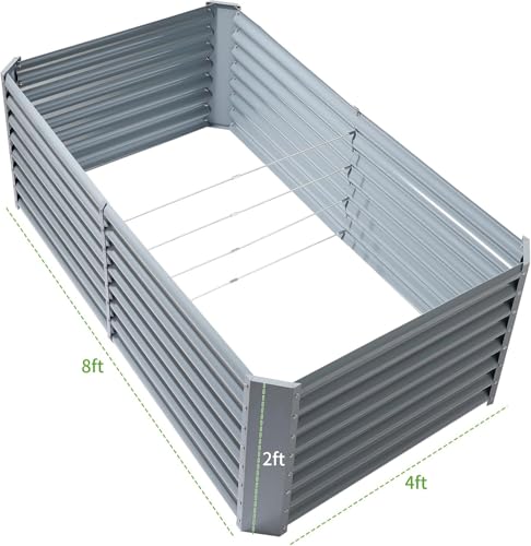 2 Pack 8×4×2ft Galvanized Raised Garden Bed Kit (2 Count)