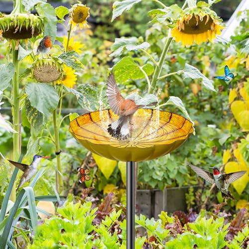 2PCS Metal Flower Bird Bath for Outside