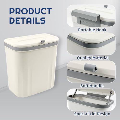 3 Pack Hanging Trash Can with Lid (3 Count)