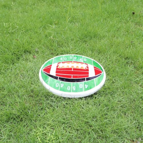 MSS007 Tiffany Style Stained Glass Mosaic Decorative Stepping Stone for Patio Yard Pathway Décor (12" Round / Football)