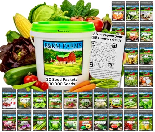 30,000+ Non-GMO Heirloom Seed Kit-30 Fruit & Vegetable Variety (30 Count)