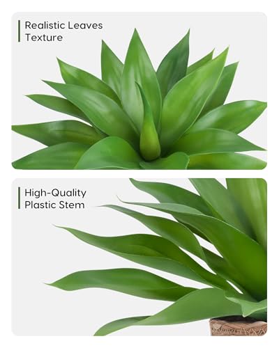 Fake Agave with Rattan Pot