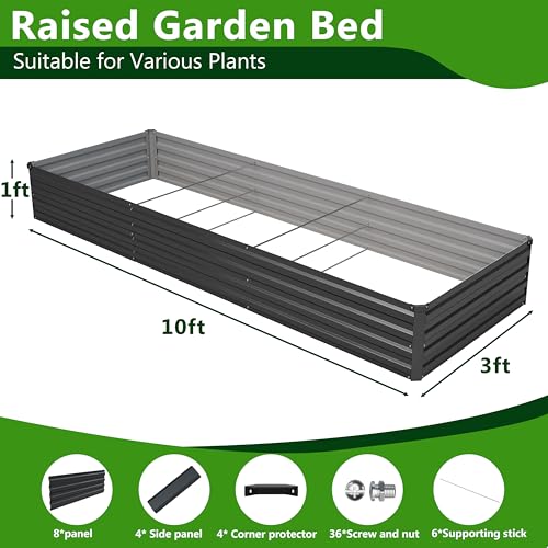 2PCS 10x3x1ft Galvanized Raised Garden Bed (2 Count)