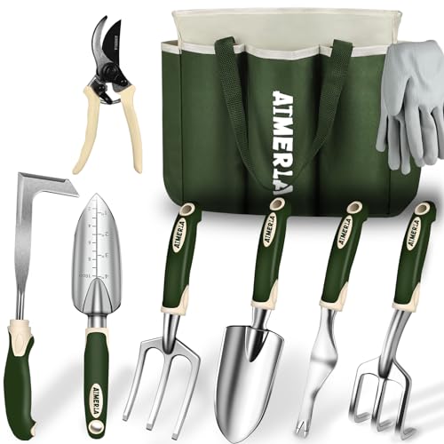 Gardening Tools Set of 9 Heavy Duty Garden Tools with Non