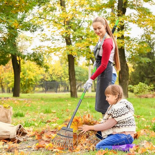Rake Small Rake for Leaves with 72” Adjustable Long Handle