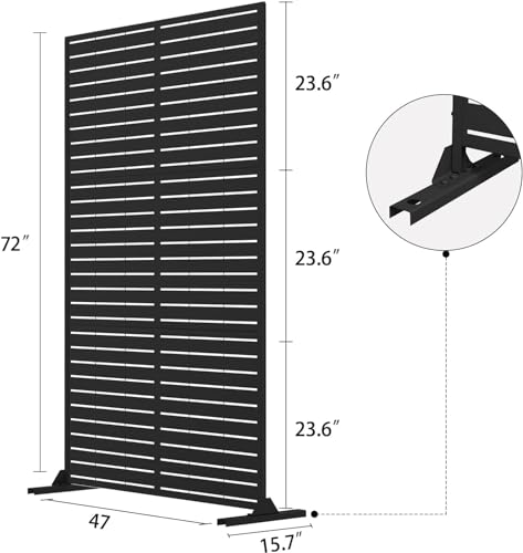 Metal Privacy Screen Outdoor 72" H×47" W (23.53 Sq Ft)