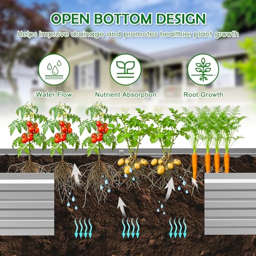 6x3x1FT Galvanized Raised Garden Bed