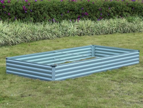 2 Pack 6x3x1FT Galvanized Raised Garden Beds Kit Outdoor Metal Gardening Planter Box for Vegetable Elevated Flower Herbs (2 Count)