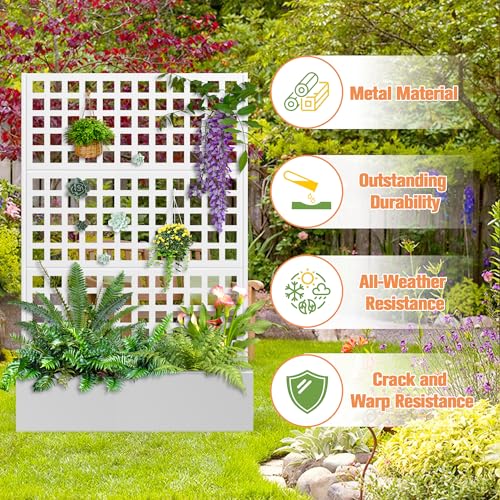 Metal Planter Box with Trellis