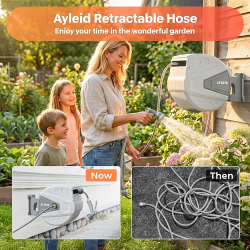 Retractable Rubber Hybrid Garden Hose Reel (5 Count)