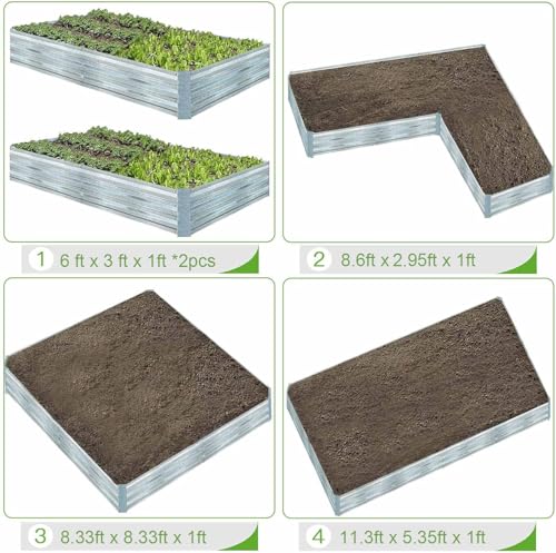 Galvanized Raised Garden Bed 6x3x1ft 2