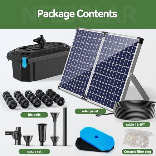 50W Solar Pond Filter Pump 580 GPH for Pond up to 2000 Gallons (50W)