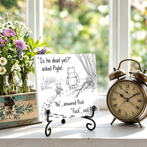Funny Wooden Plaque for Home Office Book Shelf Table Decor 6.3x6.3 Inch (Multicolor 1709 / Wooden sign with iron frame（6.3 x 6.3 inches）)