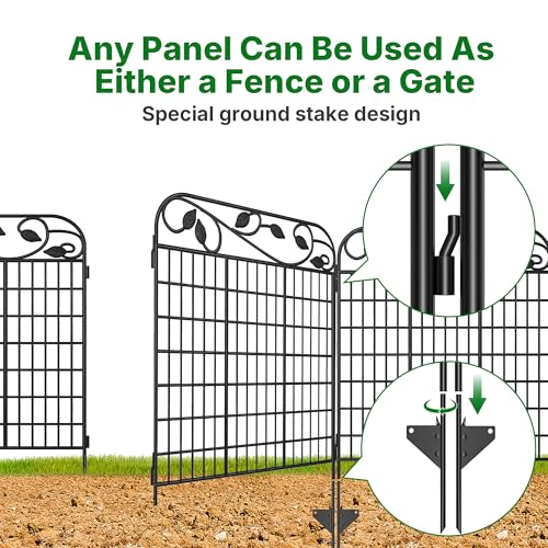 AMAGABELI 4 Panels 44 in (Black Fence & Gate 2 / 44in(H) X 12ft(L))