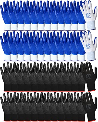 48 Pairs Gardening Gloves for Men Women Rubber Coated Safety Work Gloves Bulk for Gardening Construction Work (48 Count)