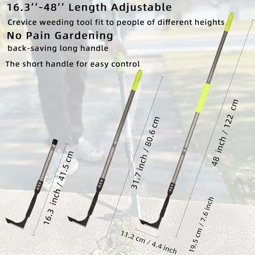 Crack Weeder 48" Long Handle Crevice Weeding Tool with Soft Grip