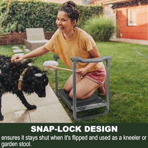 Foldable Garden Kneeler Seat Heavy Duty [Upgraded Widened Thick Kneeling Pad] Gardening Stool with Large Tool Bags with Pockets