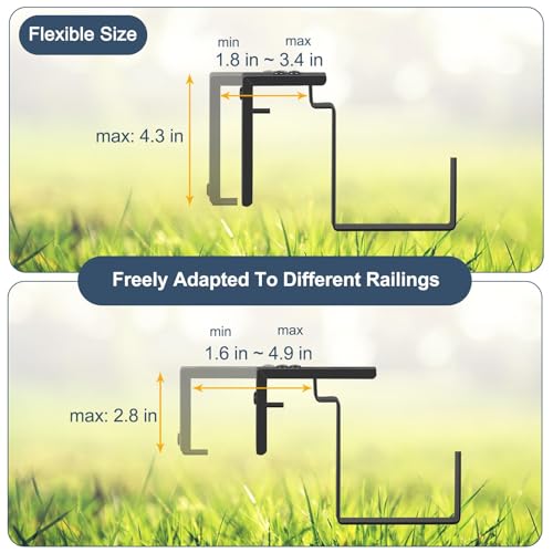 4 Pack 17 Inch Deck Railing Planter Boxes Adjustable Window Boxes Planters (Gray+black Brackets)
