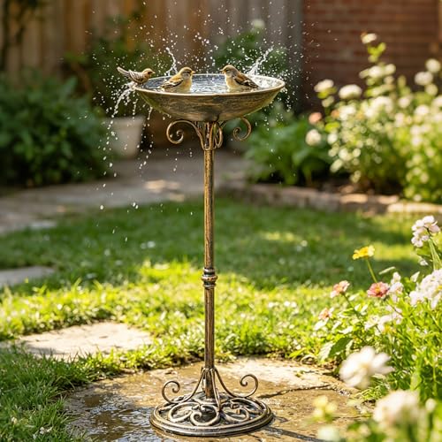 27.6" H Cast Iron BirdBaths for Outdoors