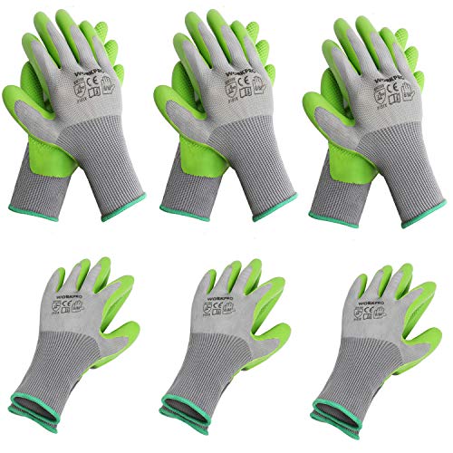 6 Pairs Garden Gloves Men and Women with Eco Latex Palm Coated (6 Count)