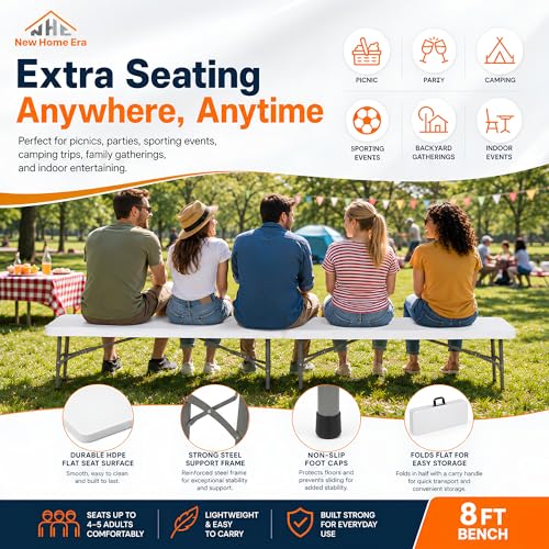 Plastic Folding Bench (8 feet / White)