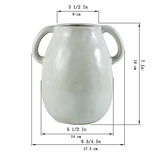 White Ceramic Vase with Handles