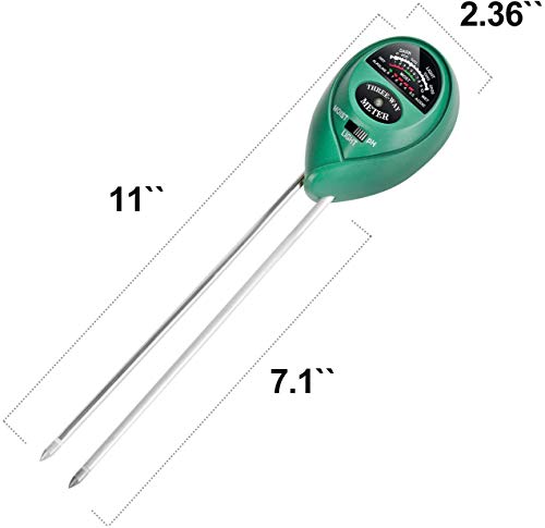 3-in-1 Soil Test Kit, Soil Moisture/Light/pH Meter for House Plant, Garden, Lawn, Farm, Ideal for Indoor & Outdoor Use