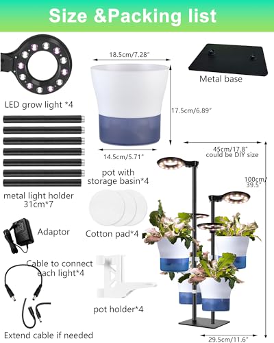 Indoor Plant Hydroponics Growing System Tower Kit with Grow Light