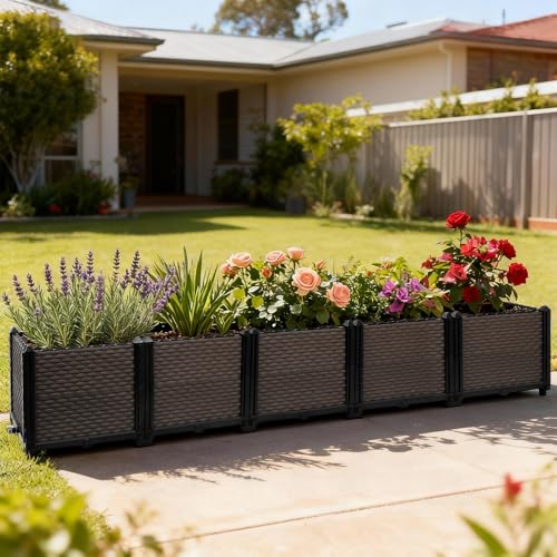 Large Raised Planter Box Outdoor Self Watering 78.7"x15.7"x14.2"