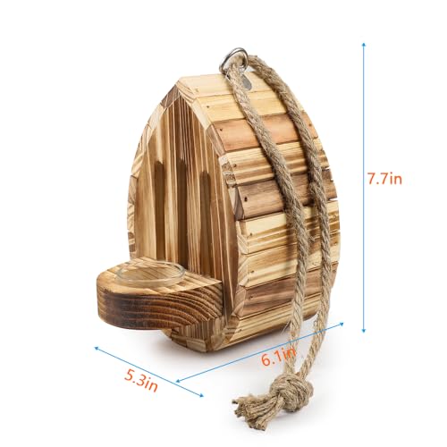 Butterfly House Wooden Habitat Natural Nesting Box Garden House with Feeder Hanging for Bee Butterfly Ladybirds for Garden Outside